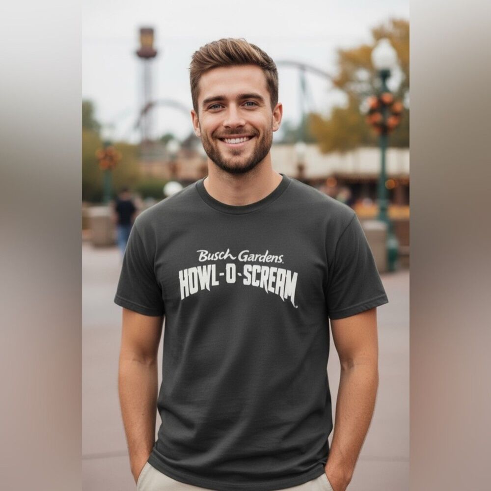 Busch Gardens Mens Small Howl-O-Scream STAFF T-Shirt Tampa FL Halloween Rare